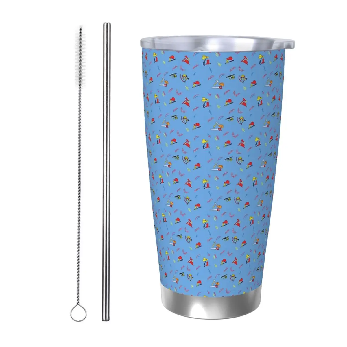 Good Guys Juego para niños Chucky Killer Doll Vaso de acero inoxidable Tazas aisladas al vacío Tazas térmicas frías Pajita con tapa 20 oz