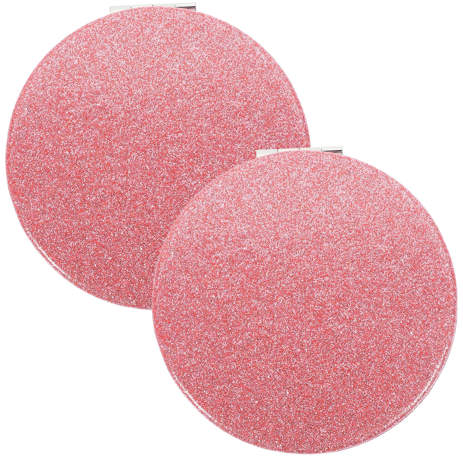 2Pcs Compact Makeup Mirror Glitter PU Small Portable Travel Pocket Mirror for Girls Women Small Hand Mirrors