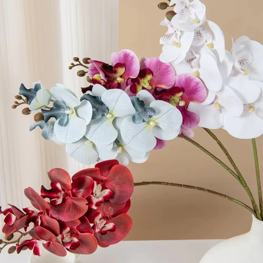 Silk Artificial Flower moth orchid Christmas Home vase Decor Bonsai Wedding Bridal Bouquet Shooting props wreath Party Diy gift