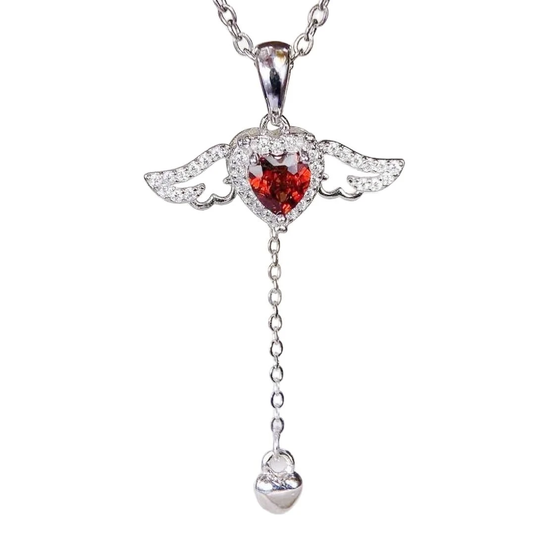

KJJEAXCMY High purity Natural Garnet S925 silver exquisitely Pendant Full of luster Simple,Design High-End Bestseller Gift
