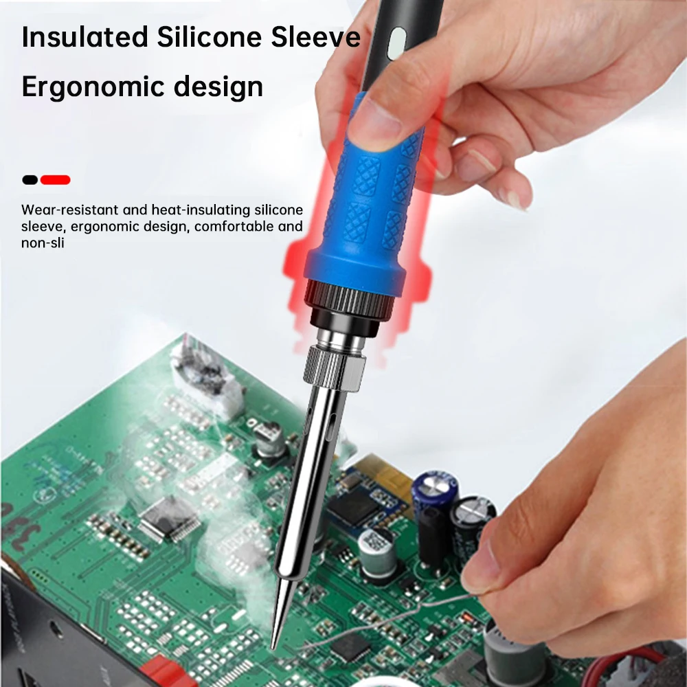 60W Electric Soldering Iron Kit With Temperature Control 200-450℃ Fast Heating Ceramic Core for Circuit Board Welding