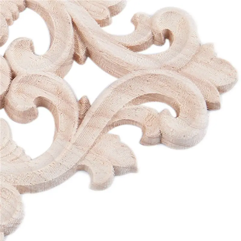 AT02-10X Lots Wood Carved Long Onlay Applique Unpainted Flower Walls Cabinets Door Decor Type:21X15cm