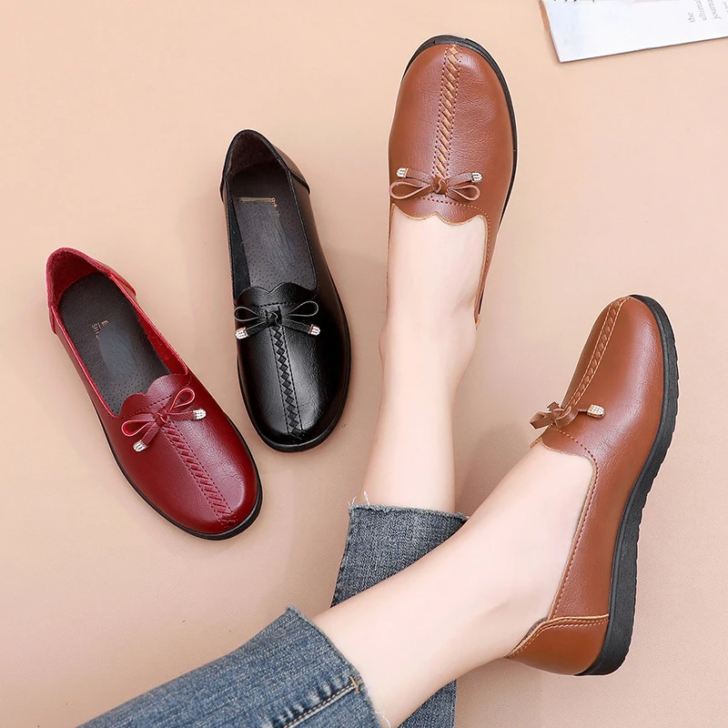 Spring Women's Casual Shoes Leather Woman Loafers Flats Shoes Female Driving Shoes