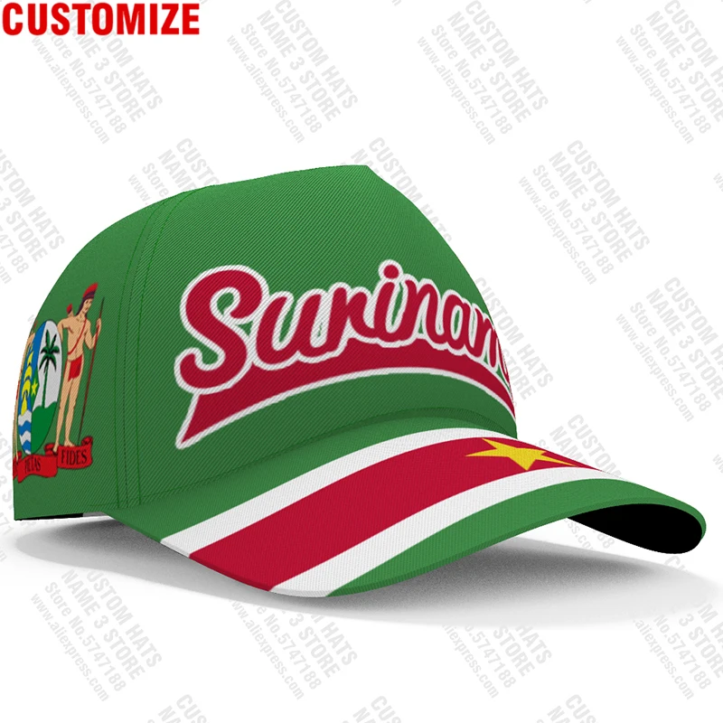 Suriname Baseball Caps Freies Nach Maß Name Anzahl Team Logo Sr Hut Sur Land Reise Dutch Nation Sranan Flagge Sarnam kopfbedeckungen