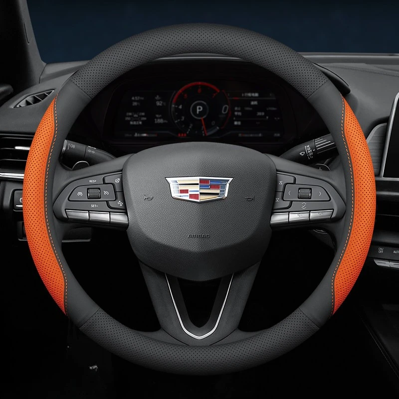 New Nappa leather steering wheel cover 37-38cm For Cadillac XT5 XT6 Escalade CT6 LYRIQ Car Interior Accessories