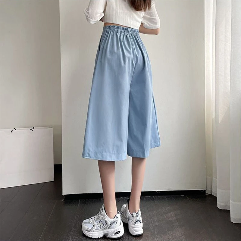 กางเกงกระโปรงกางเกงขาม้าทรงหลวมเอวสูงกางเกงสาวออฟฟิศเข้าได้กับทุกชุดเทรนด์ใหม่ฤดูร้อน