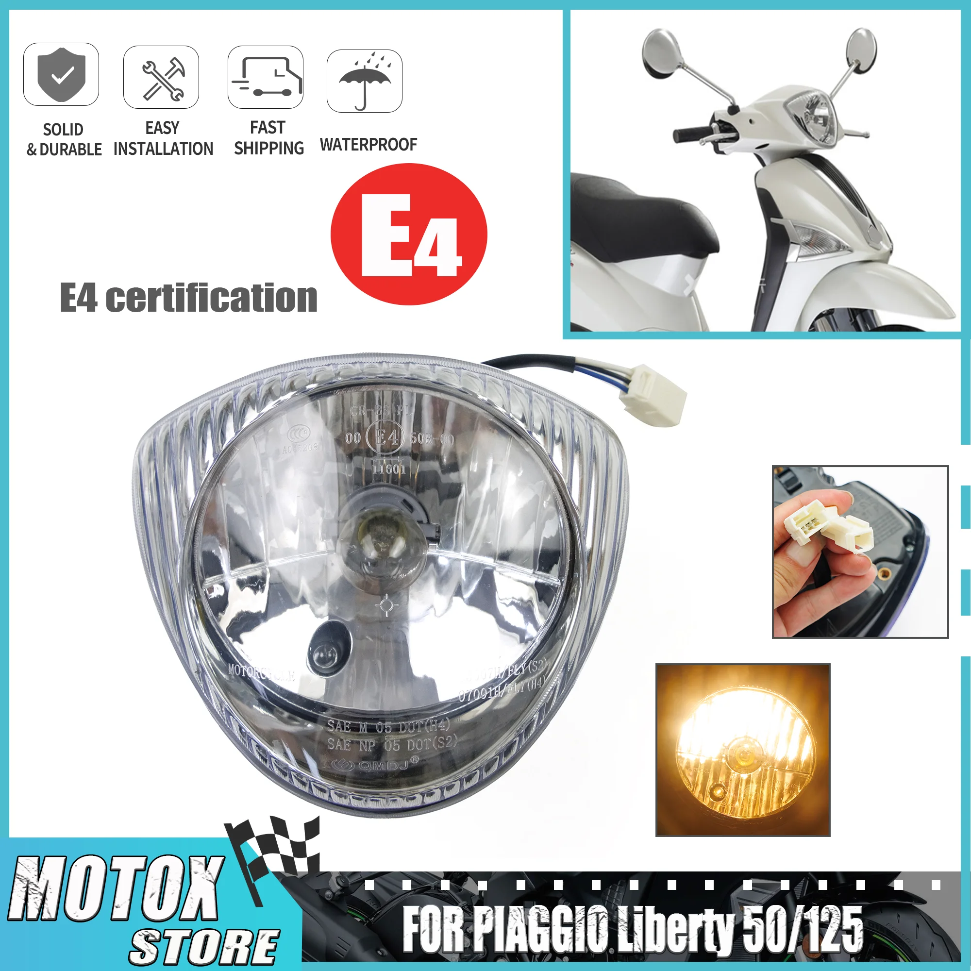 

Подходит для PIAGGIO 2005-2007 Liberty 50 125 2006-2015 2017-2019 125cc 50cc 2T 3V 4T передняя фара 2009 2010 фара