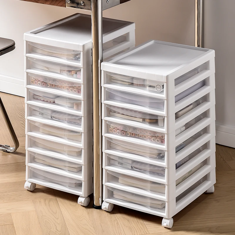 Japanese-style under-desk storage cabinet, drawer-style office file box, stationery, locker, floor-to-ceiling multi-layer