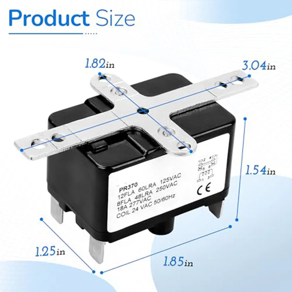 

Реле 24В переменного тока, 50-60Гц, SPDT, для вентиляторов систем ОВКВ, герметичный корпус, максимальный переключающий ток 25А