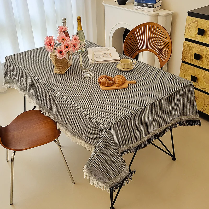 Bohemian Linen Tablecloth Rectangle Natural Cotton Table Cover for Dining Kitchen Centerpiece Photo Shoot Backdrop Market Stall