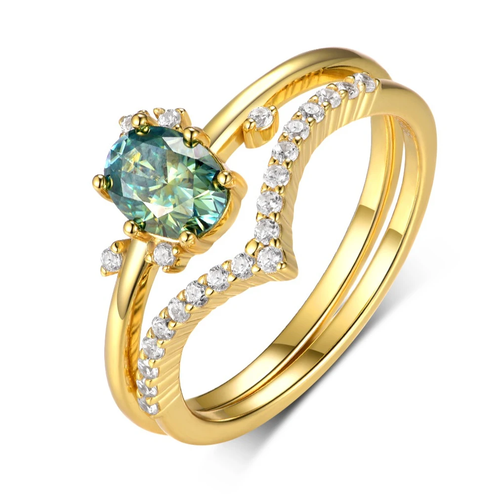 

Кольцо из стерлингового серебра 925 пробы с овальным зеленым муассанитом 1 карат, ювелирные изделия, модное и изысканное, подходит для подарка