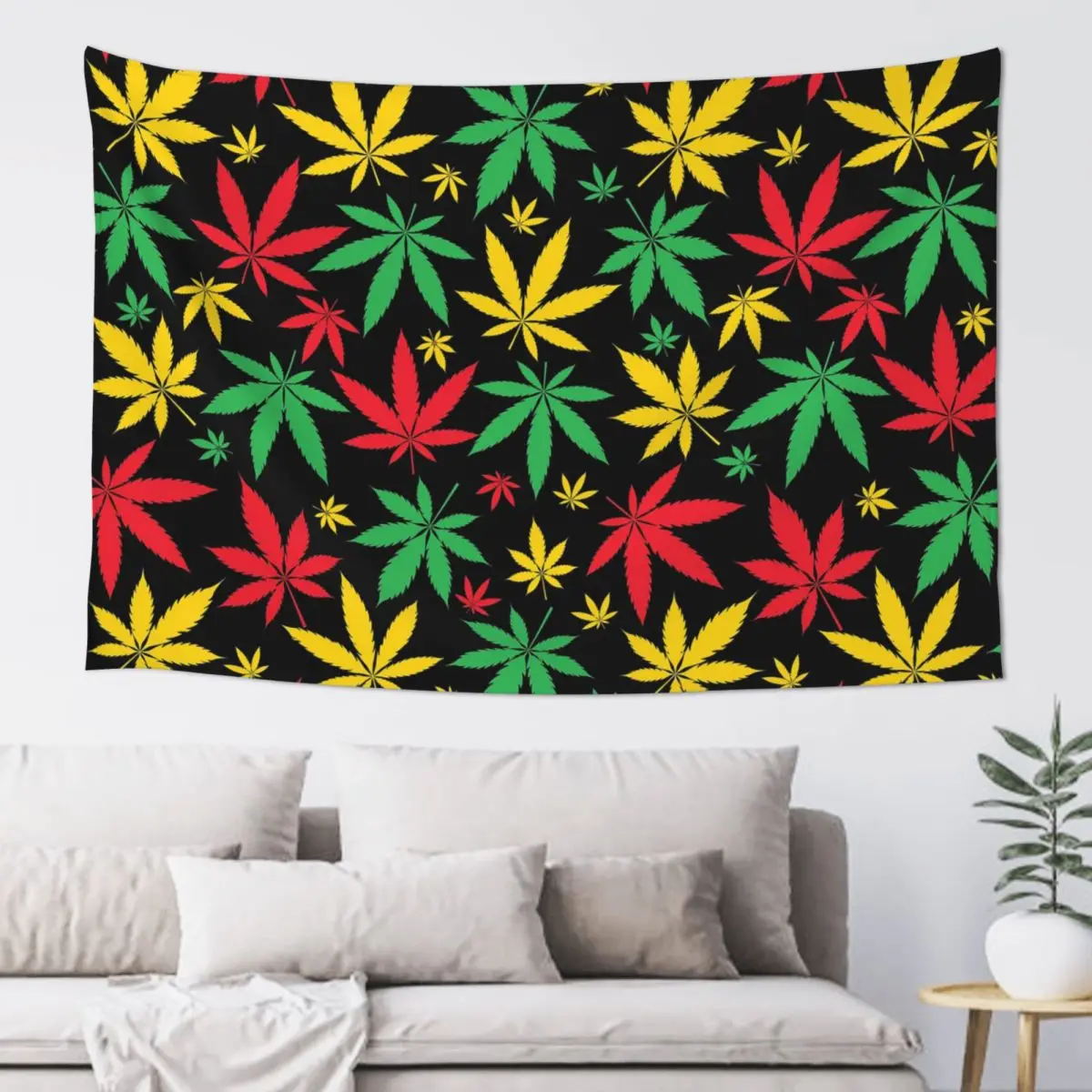Rasta Flag Colors Leaf Cannabis Marijuana Weed Tapestry Art Wall Hanging Aesthetic Home Decor Tapestries for Bedroom Dorm Room