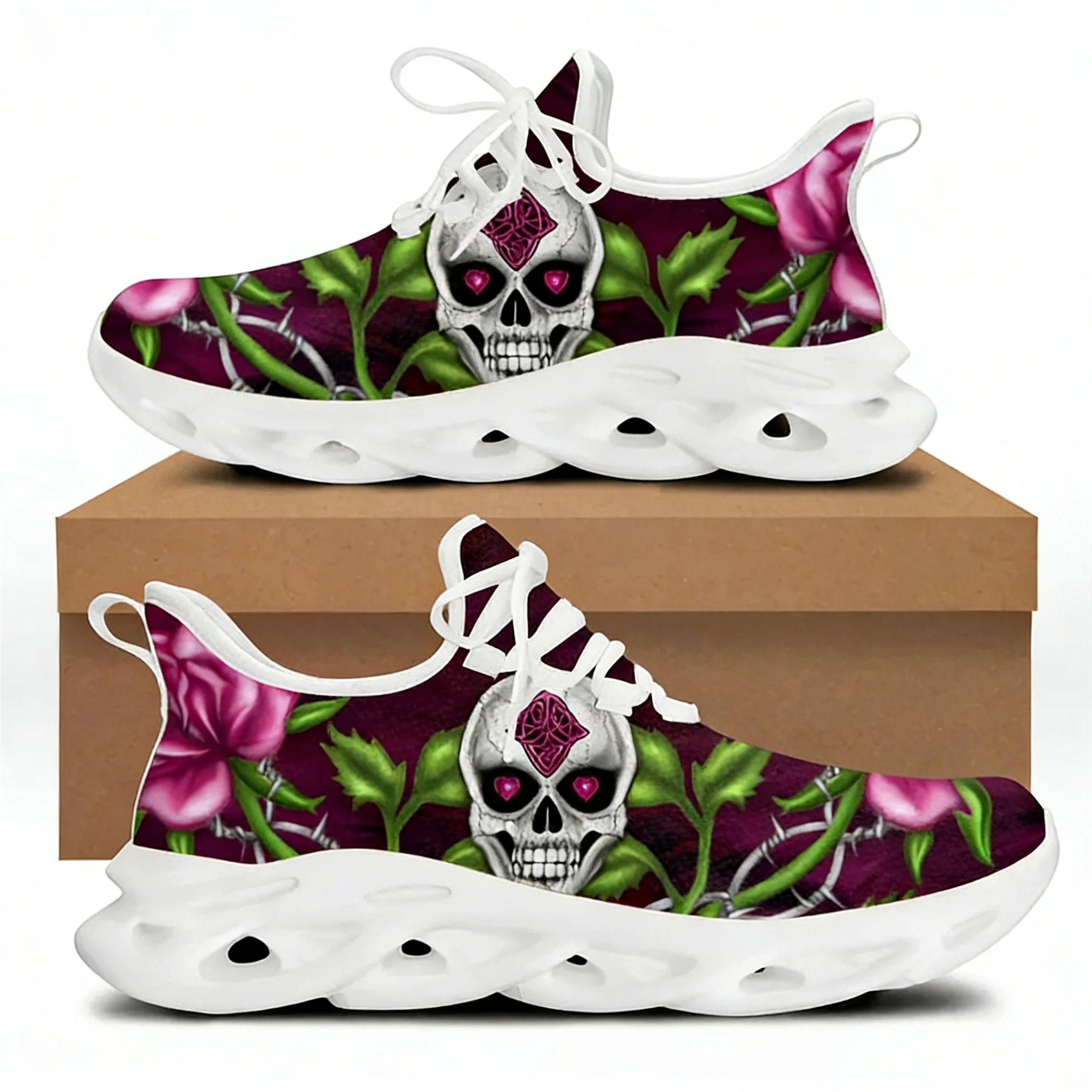 

Women Sneakers Gothic Skull Rose Printing Flats Shoes Classic Quick Dry Summer/Autumn Ladies Comfort Casual Footwear