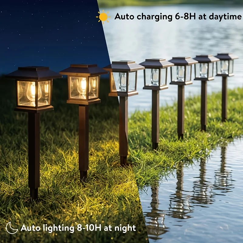 1-12Pack Solar Pathway Lights Warm White LED Solar Landscape Lights Waterproof for Courtyard Driveway Walkway Garden Decor