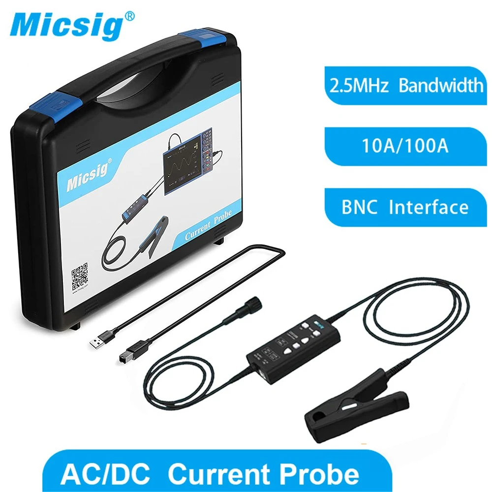 Micsig CP2100B CP2100A AC/DC Current Probes 2.5MHz 10A/100A Maximum Measurable Current 100Apk 70.7Arms (DC+ACpk)