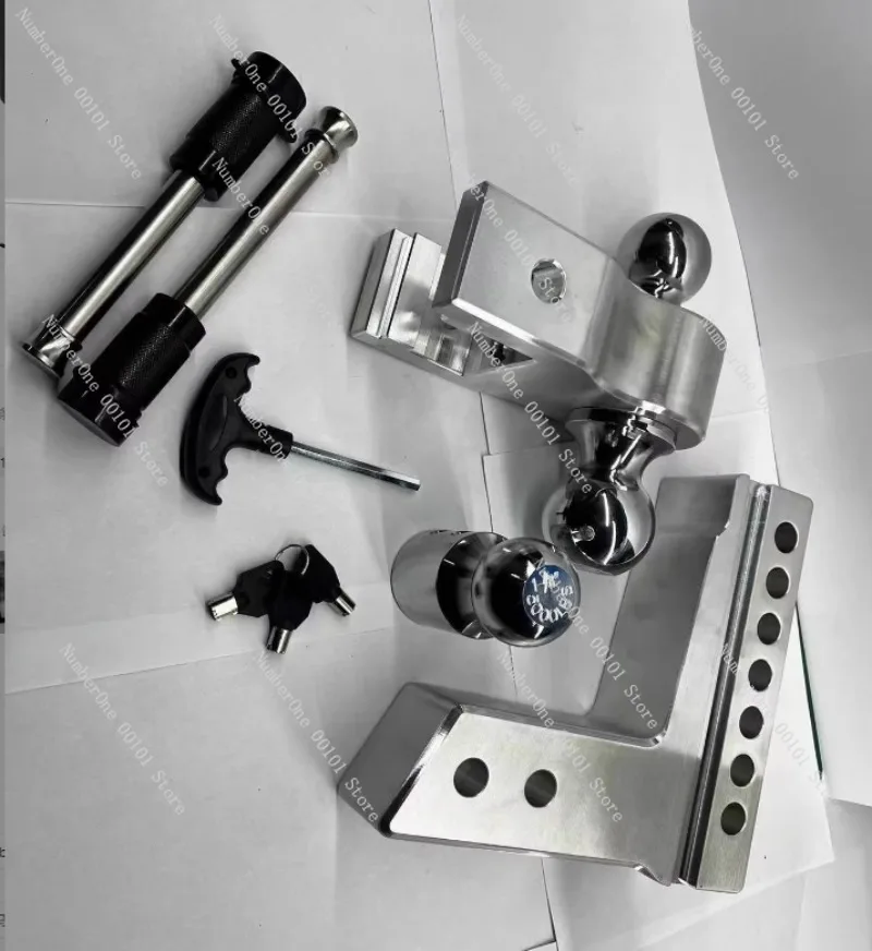 Adjustable Aluminum Trailer Arm, Fits 2-Inch Square Receiver Hitch with Locking Pin & Base Plate, Towing Extension Bar