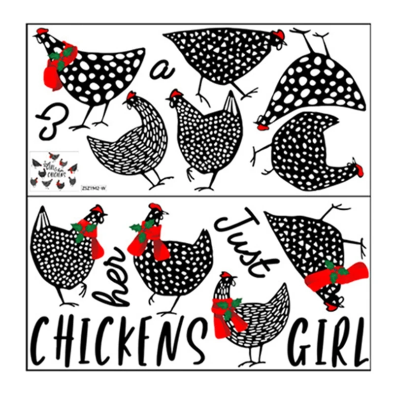 2 Sheets Kitchen Wall Stickers PVC Chickens Hen DIY Wall Art Decal Decoration Oven Dining Wallpapers