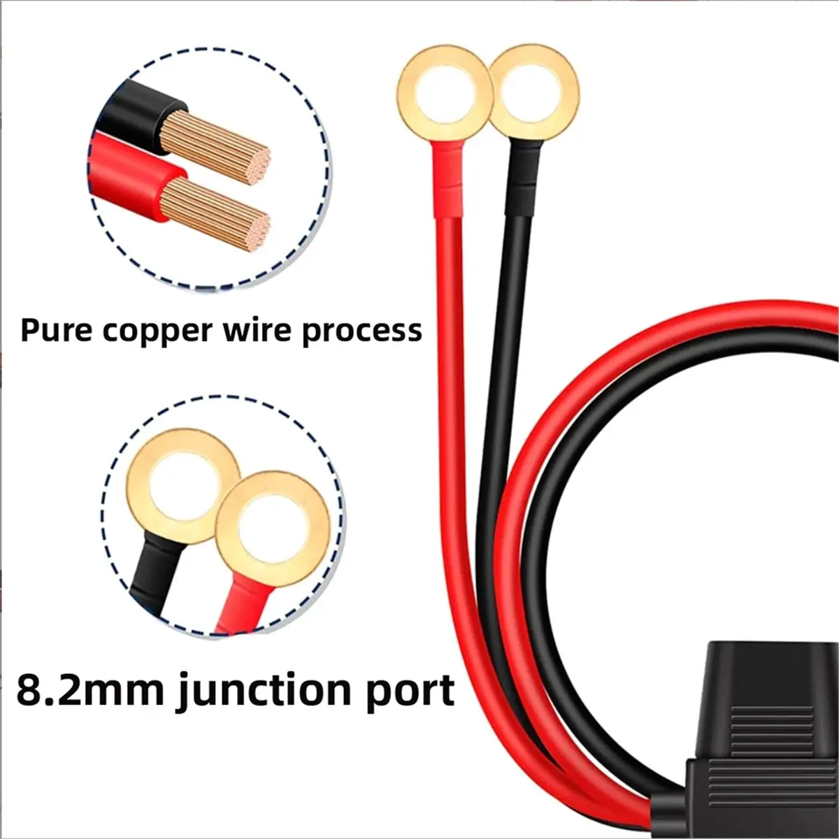 DT35BG 12V 16AWG Cable for Battery SAE to O-Type Terminal with Fuse Quick Extension Cord for Battery Charger/Maintainer