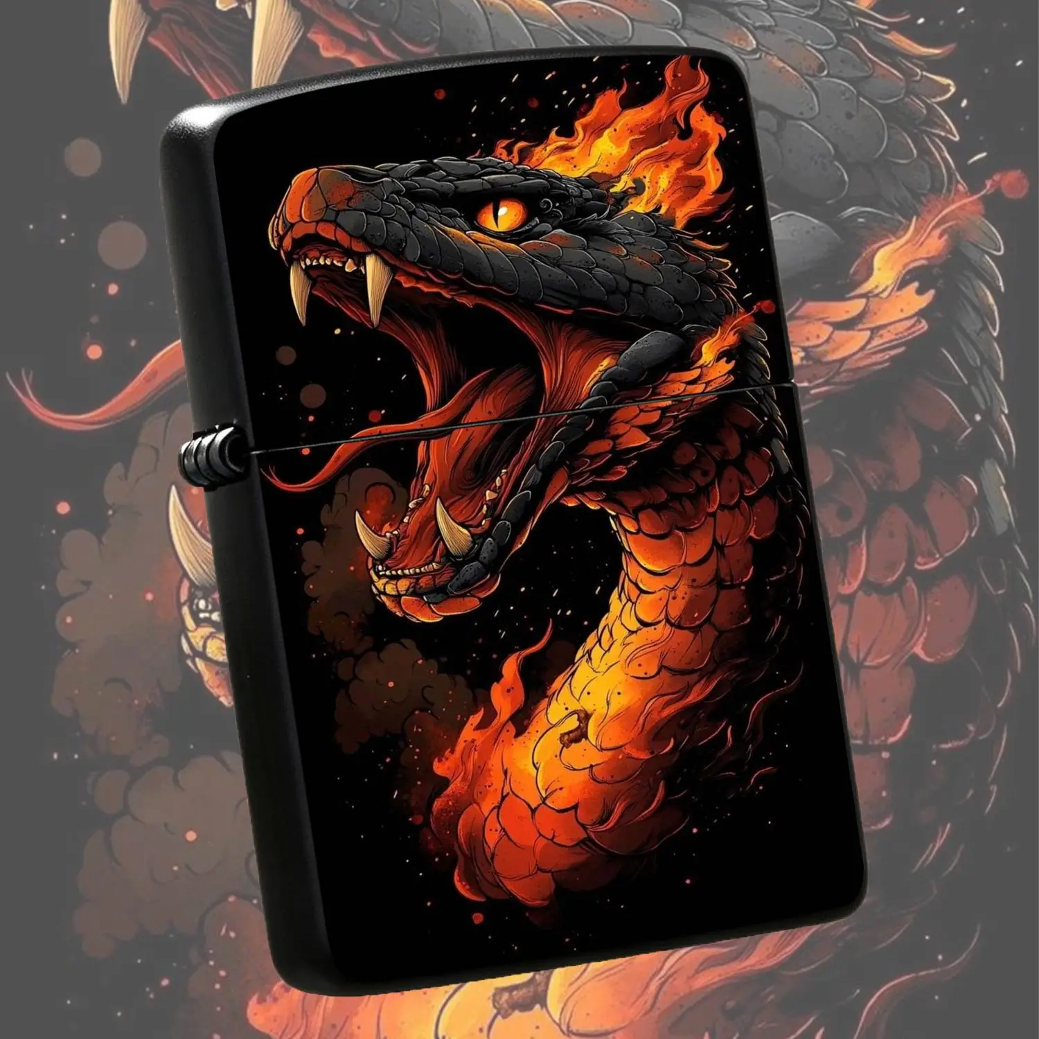 Fierce Fiery Dual-Head Serpent Lighter, Cool Edgy Mythical Totem Portable Ignition Tool, Ideal For Outdoor Camping Daily Home Use, Premium Unique Gift For Friends Family For All Scenarios A Humorous And Interesting Lighter
