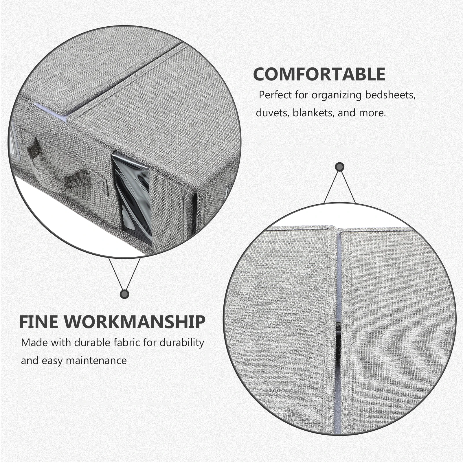 

Foldable Bed Sheet Organizer with Viewing Window Grey Blanket Storage Box Portable Closet Duvet Cover Container