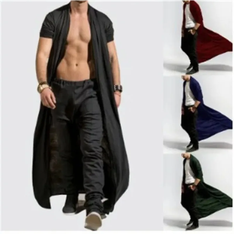 

European and American Spring and Autumn Thin Men's Mature Long Slim Long Trench Coat Casual Fashion Solid Color Men's Top
