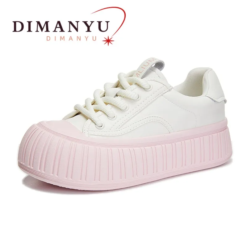 

DIMANYU Sneakers Women's Genuine Leather 2024 Spring New Women's Lace-up Casual Shoes Platform Fashion Ladies Board Shoes