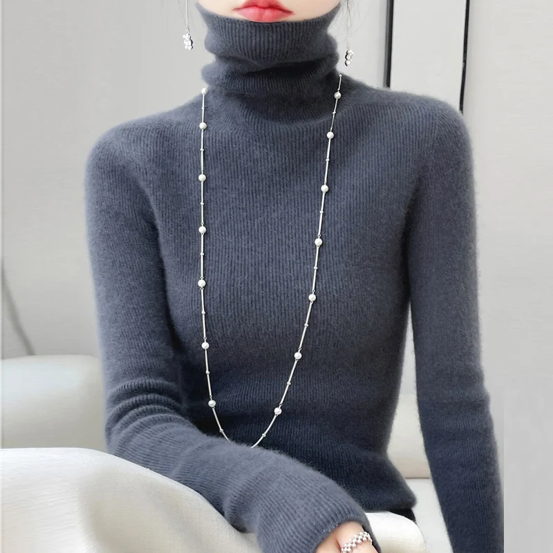 2024 Autumn Winter Cashmere sweater Women Solid Turtleneck Cashmere Sweater Casual Cashmere Sweater Women