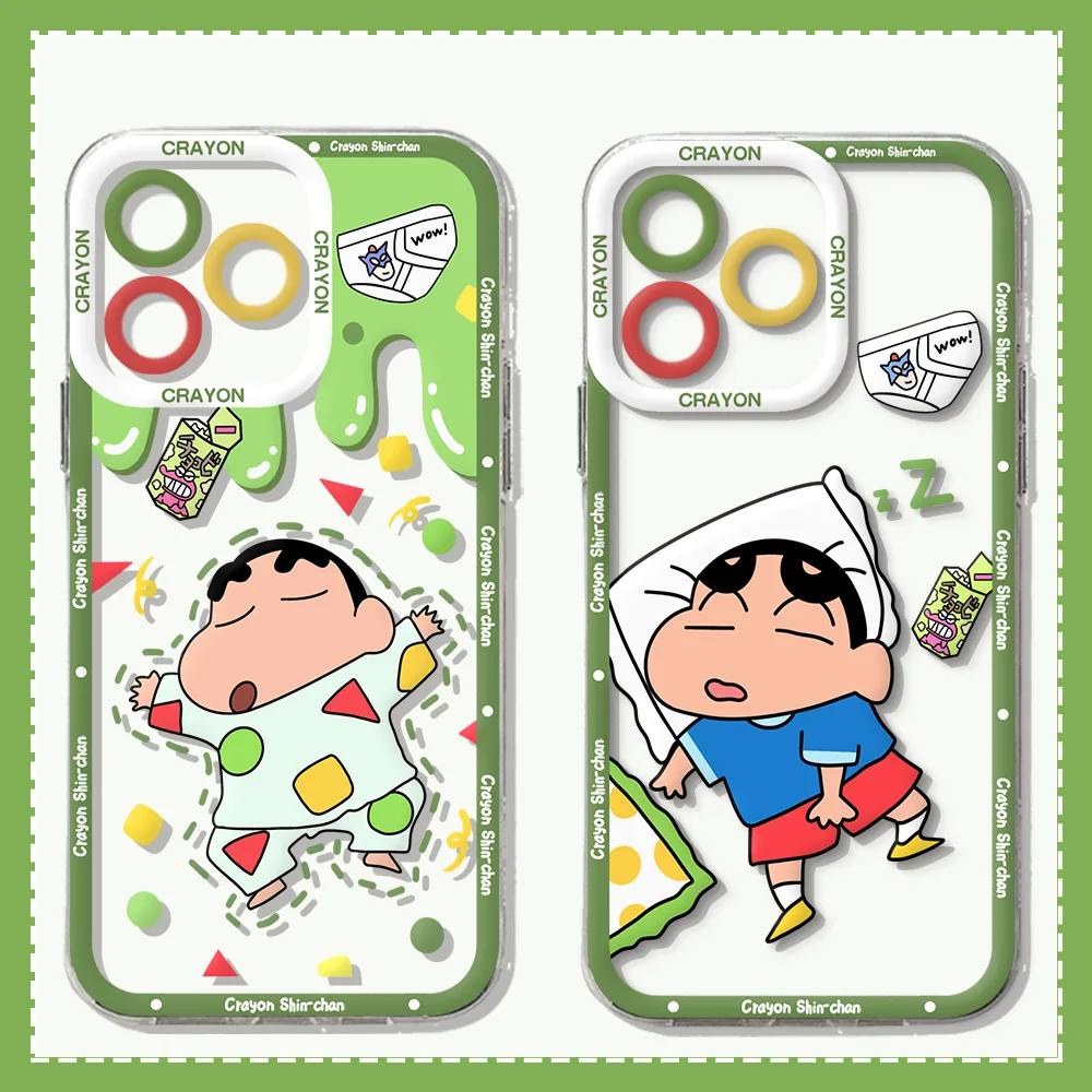 Cartoon Crayon ShinChan Phone Case For iPhone 15 14 13 12 Mini 11 Pro Max X XR XS 7 8 SE20 Plus Soft Silicone Transparent Cover