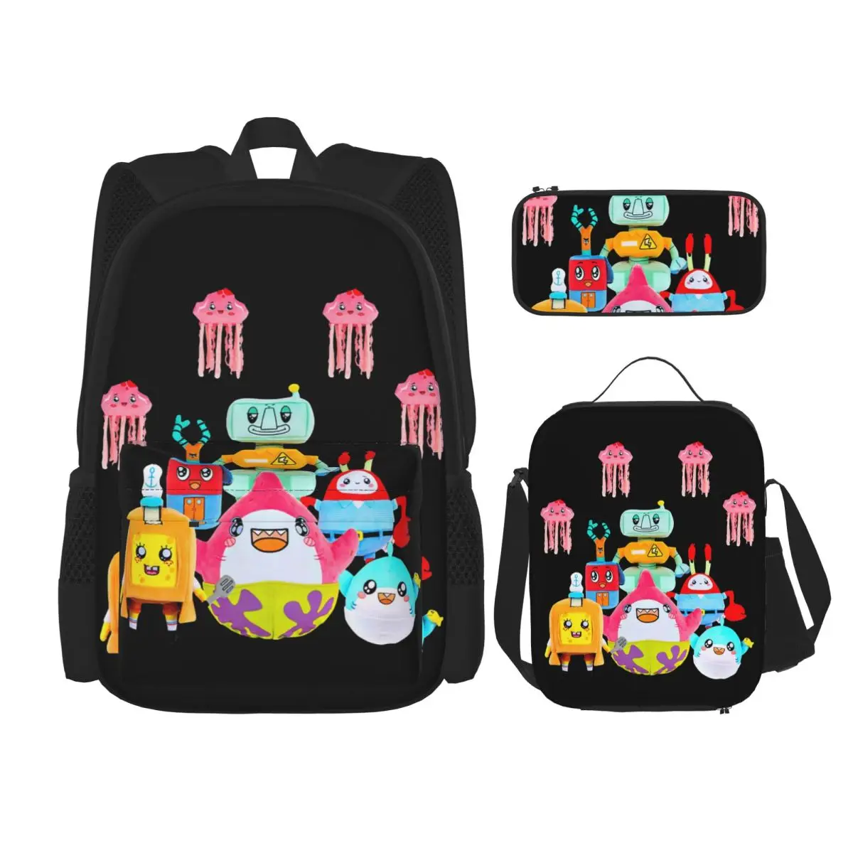 Rocky Lankybox Lanky Box Backpacks Boys Girls Bookbag Children School Bags Kids Rucksack Lunch Bag Pen Bag Three-Piece Set