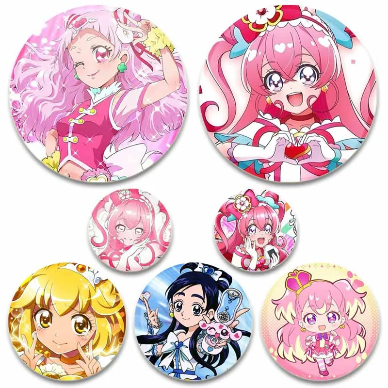 Insignias de Anime Futari Wa Pretty Cure, alfileres de botón suaves creativos Nagisa Misumi Hikari Kujo, broche de dibujos animados para mochila, accesorios, regalos