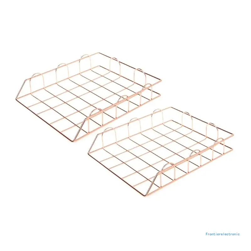 

2 шт. Многофункциональный штабелируемый лоток для бумаги, органайзер для файлов, настольные украшения розового цвета для офиса,