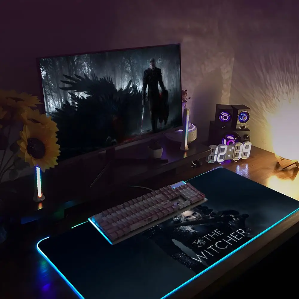 Fashion Witcher Mouse Pad RGB Rubber Computer Laptop Official Game Colored esports Aesthetic Pretty Fashion Luxury Mat