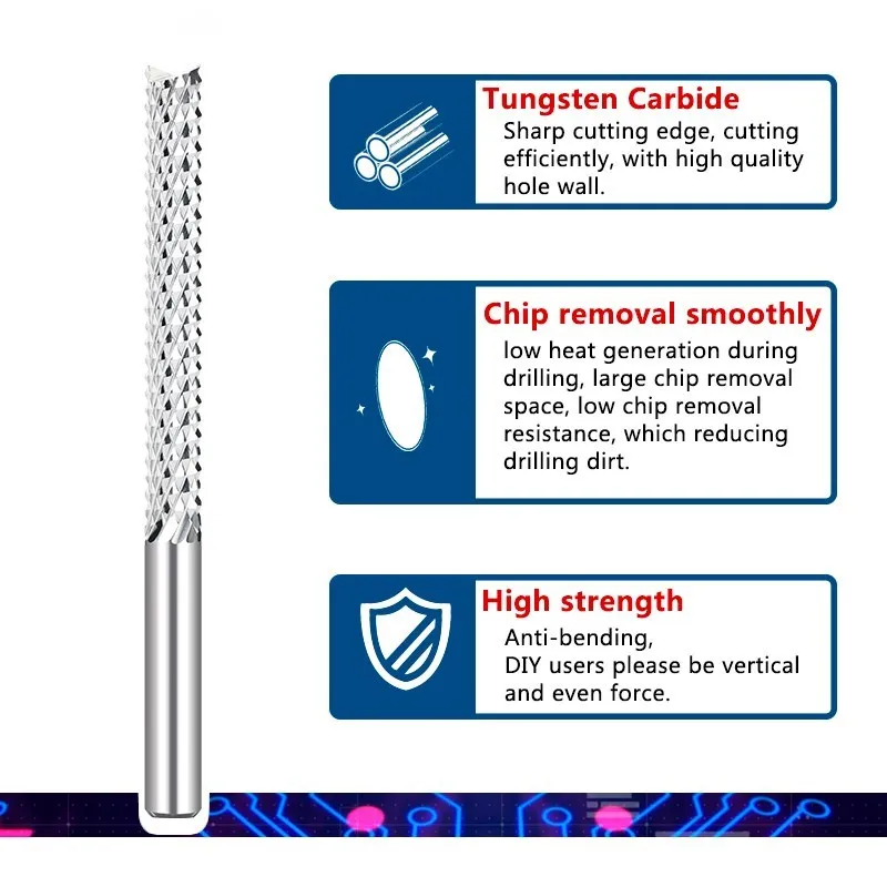 XCAN – fraise en carbure pour PCB, outils de fraisage CNC, tige de routeur 1/8 4 6 8 10 12mm