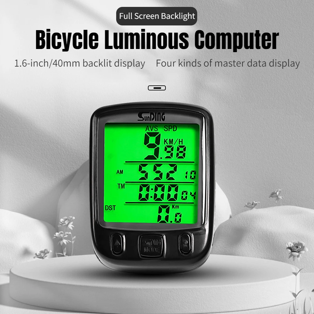 Mountain Road Bicycle Code Watch 24 Function Screen SD-563A Cycling Computer Mountain Bike Speed Meter Green Luminous Bike Acces