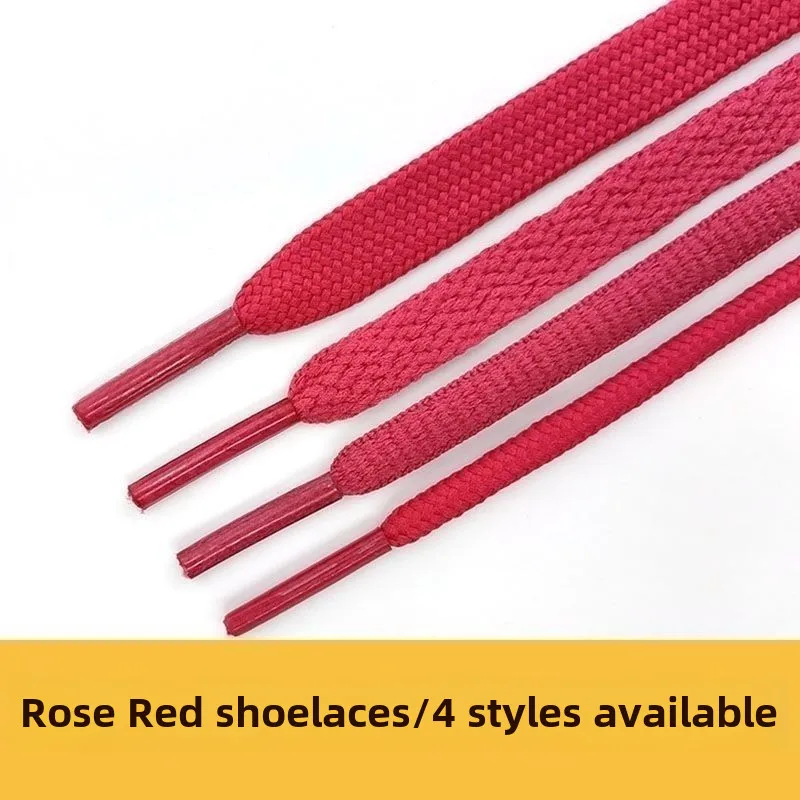 

Rose Red Shoelace Men's and Women's Flat Semi-Oval Travel Board Canvas Shoes Casual Sports Basketball Running Shoes High Top