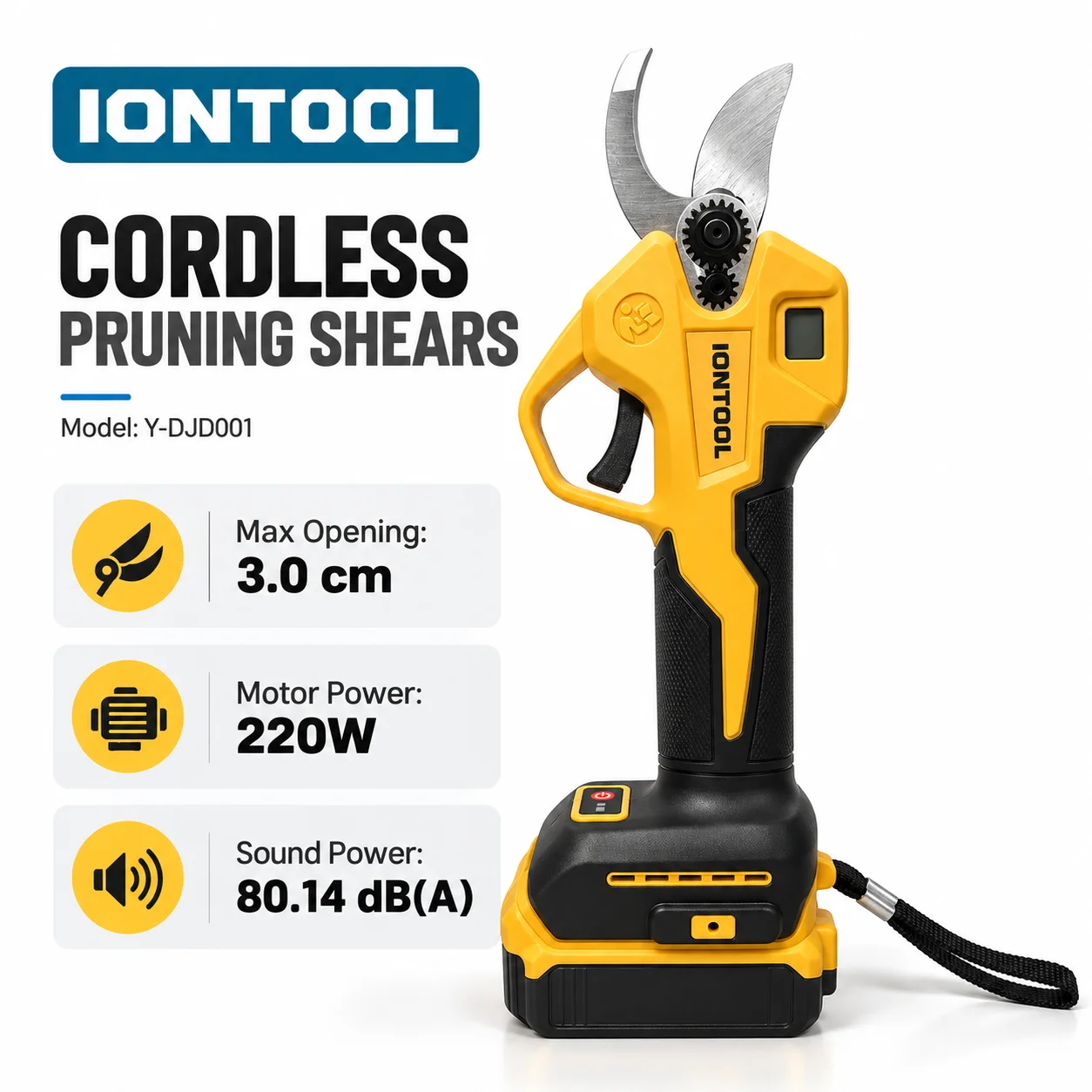 Hedge Trimmer Cordless - IONTOOL Yellow Cordless Electric Pruning Shears