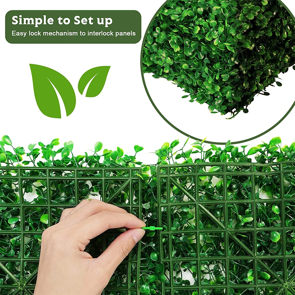 Artificial Boxwood Grass Backdrop Panels Topiary Hedge Plant UV Protected Privacy Screen Faux  for Garden Fence Backyard Wall