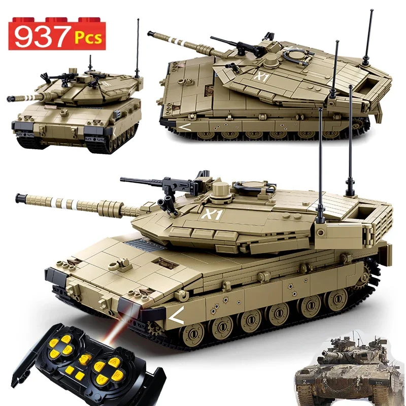 Military Remote Control 2.4G Remote Control Tank T14 ARMATA MK4 Building Blocks WW2 Technical RC Tank Tiger MBT Toys Children