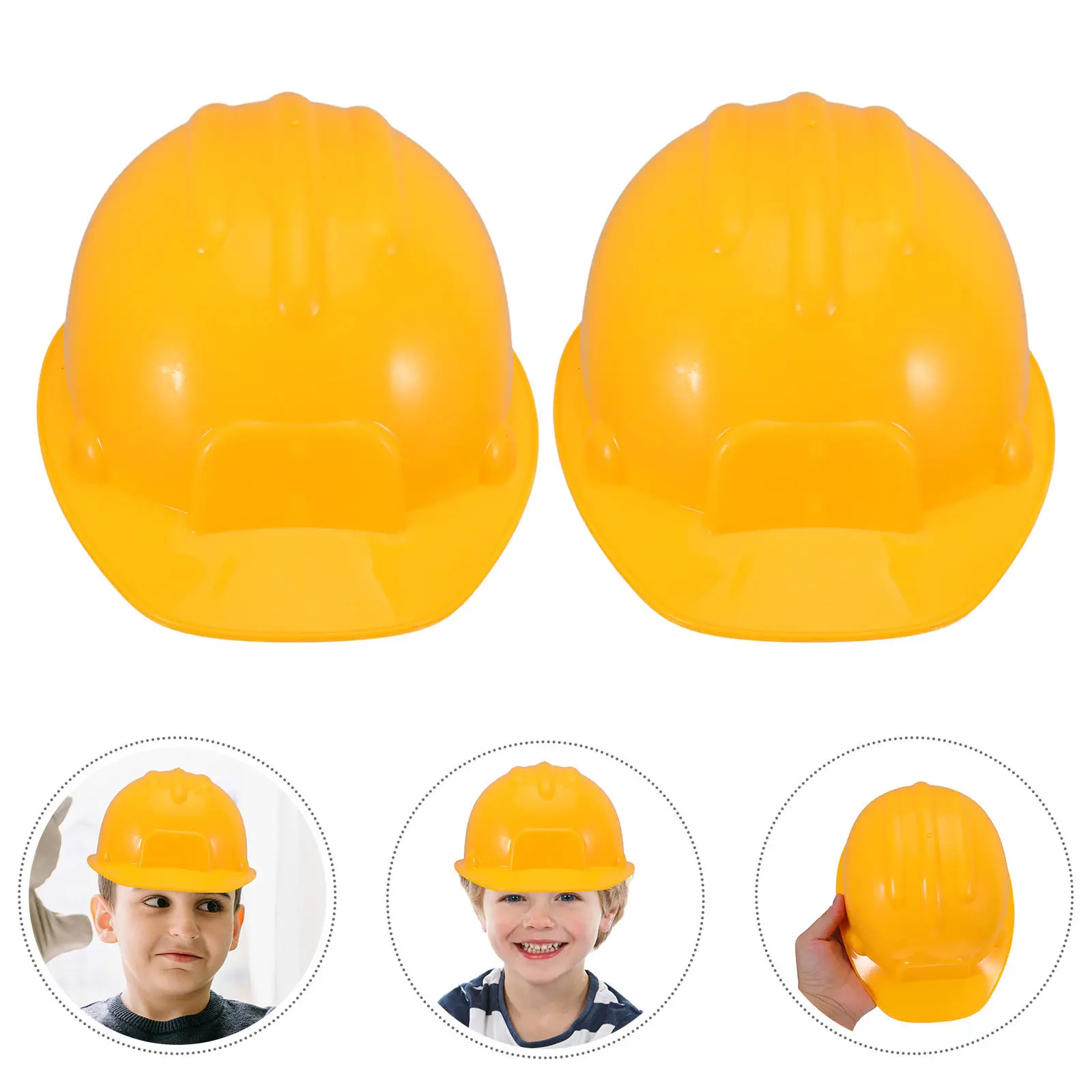 

Детские строительные каски, 2 шт., желтые пластиковые рабочие шапки для малышей, для ролевых игр инженера, для дня рождения, карнавала