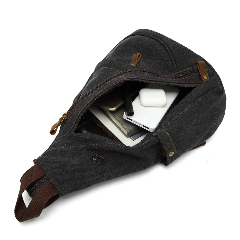 Imagem -05 - Homens Canvas Sling Peito Mochila Mochila Viagem Marca de Alta Capacidade Famosa Cruz Corpo Único Mochila Bolsa de Ombro