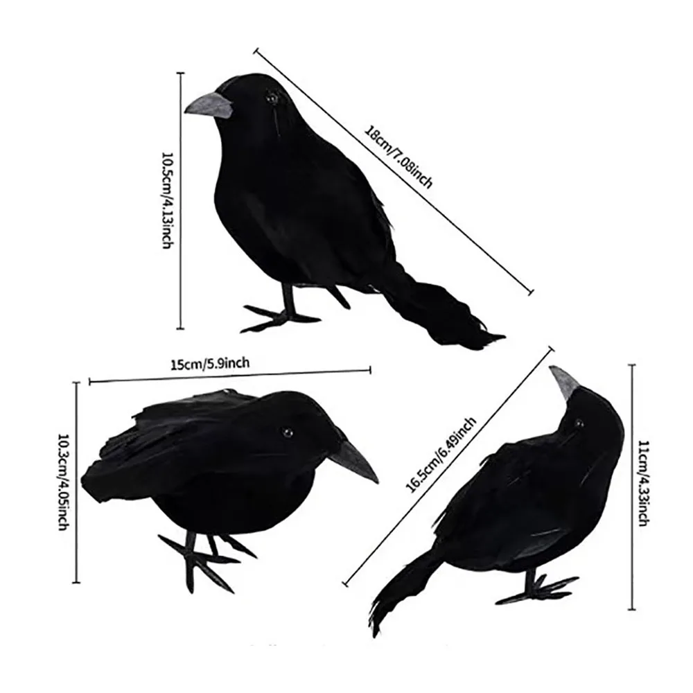 Halloween-Dekorationen, schwarze Krähe, Simulation gefälschter Rabenvogel-Requisiten, Halloween-Spukhaus, Garten, Hofdekorationen im Freien – Detail 2