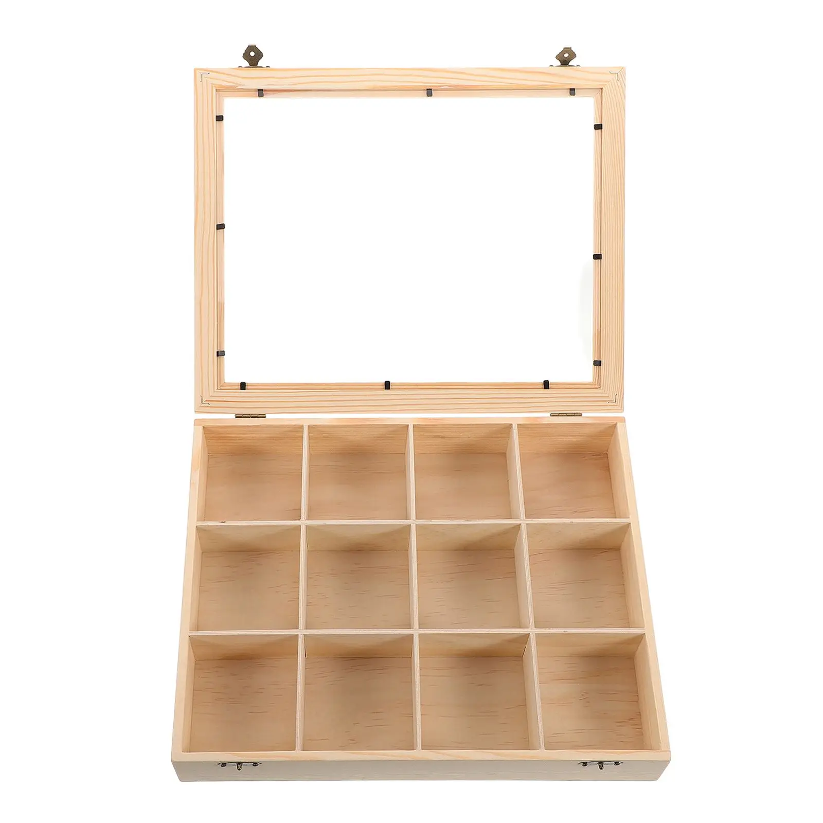 

Wooden Rock Storage Box Stone Display Organizer Collection Case Clear Lid Mini Shelf for Rock Collection Storage Display