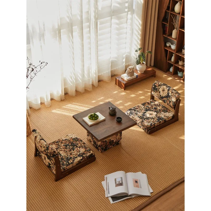 Japanese tatami tea table and room table solid wood tea chair