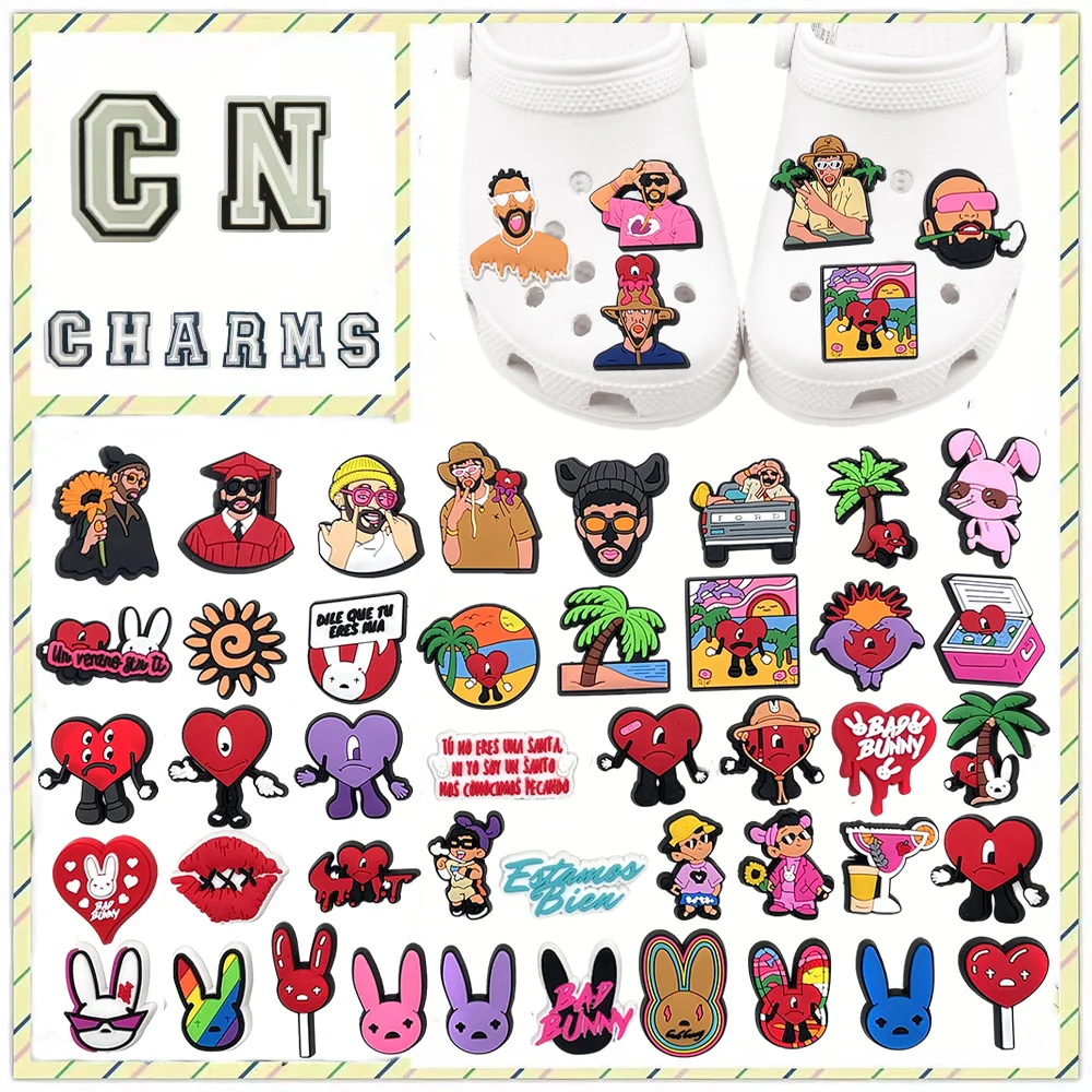 

Hot 1pcs Rabbit and love series Charms shoe Cartoon Anime DIY Accessories Clogs Garden Shoes Decoration Child Gifts