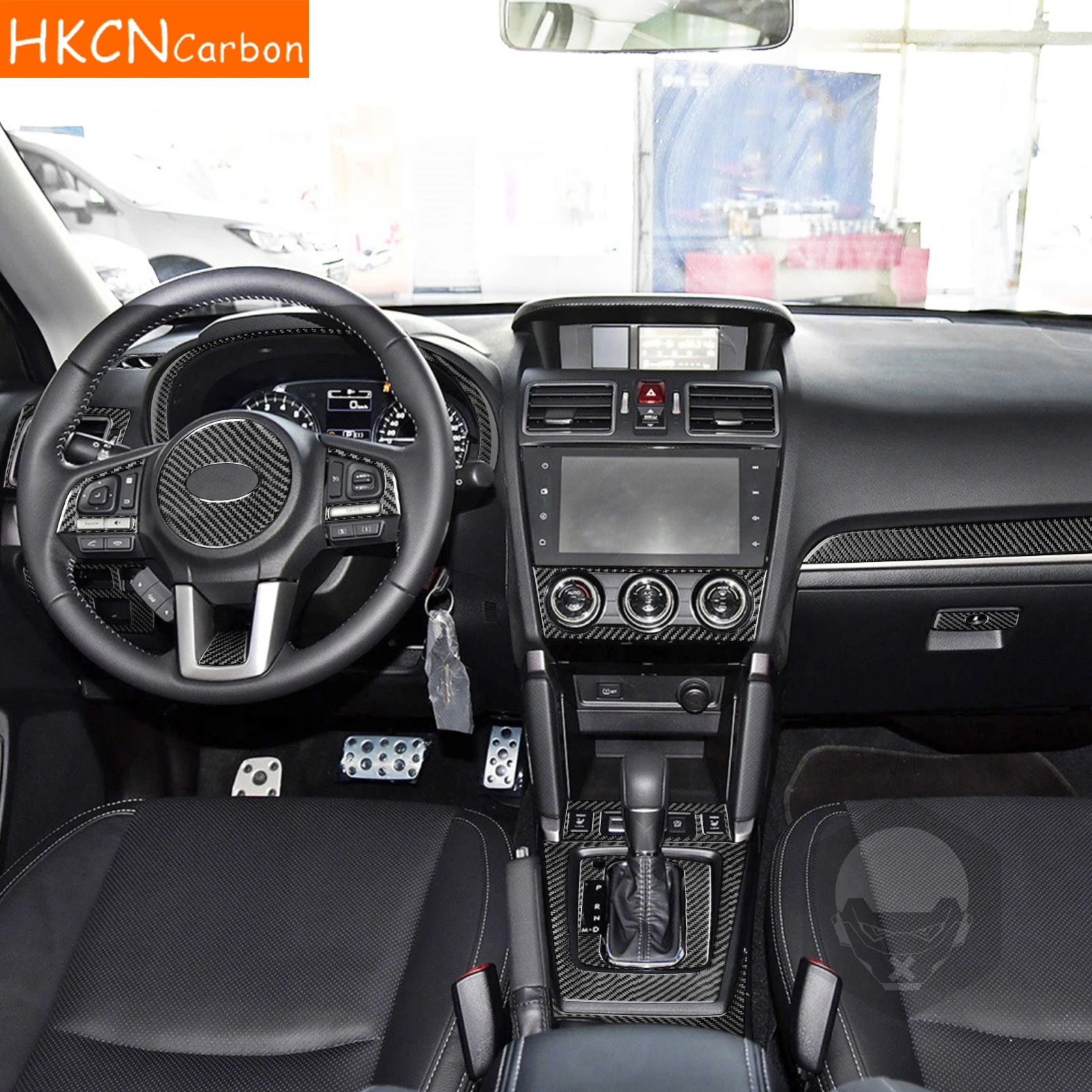 

For Subaru Forester 2013—2018 Car Accessories Carbon Fiber Interior Headlight Engine Steering Set Cover Modified Trim Sticker