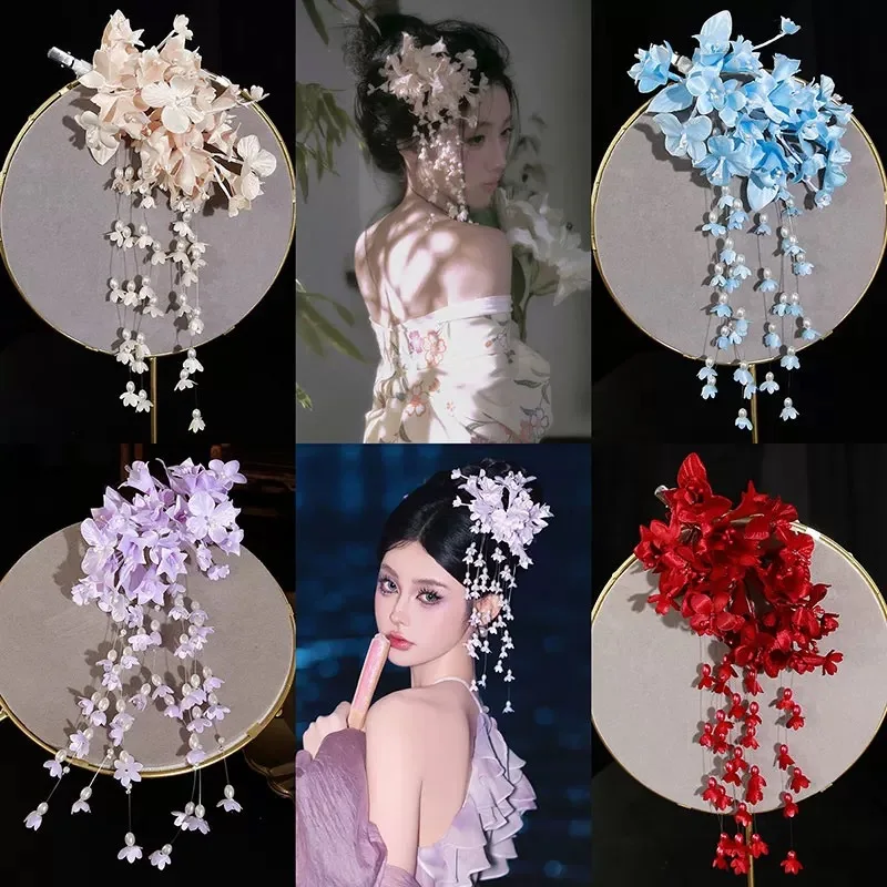 

Super fairy bell, orchid flower, tassel hair clip, women's kimono, antique style, retro hair accessories, qipao, Hanfu headwear