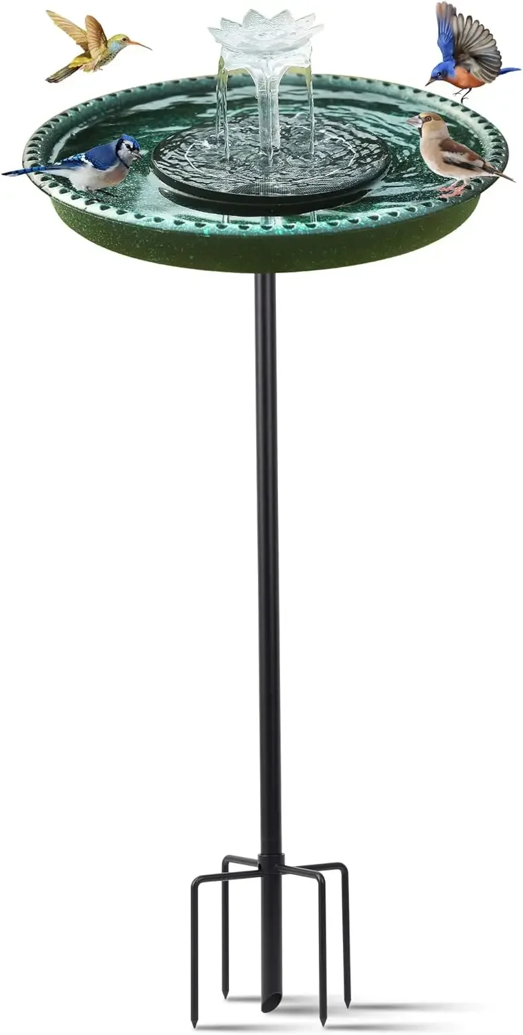 

Solar Powered Bird Bath with Fountain for Hummingbirds, Stable 5-Prong Base for Lawn Patio Yard Garden