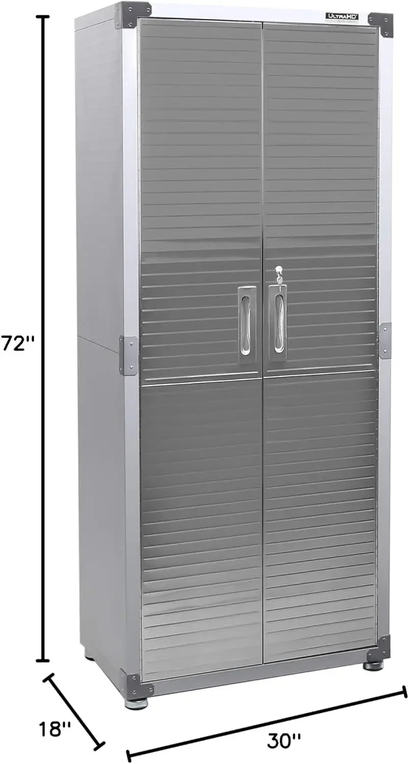 Seville Classics UltraHD Solid Steel Lockable Metal Storage Cabinet Locker Organizer w/Adjustable Shelves for Garage, Warehouse,