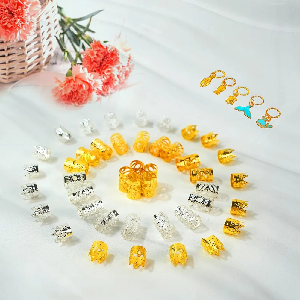 

200pcs Braiding Accessories Beads for Braids Hair Jewelry Braid Rings DIY Big Braid Hair Decorations Lightweight Portable