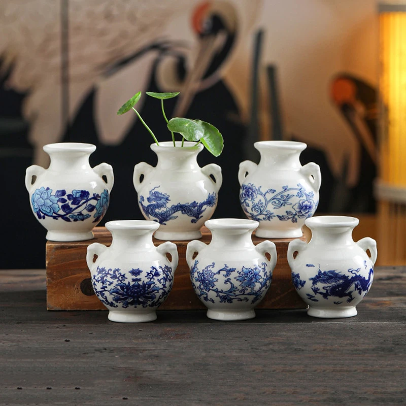 Mini Dry Flower Vase Porcelain Hydroponics Flower Vases Home Shelf Bedroom Living Room Ceramic Table Decorative Ornaments Vase